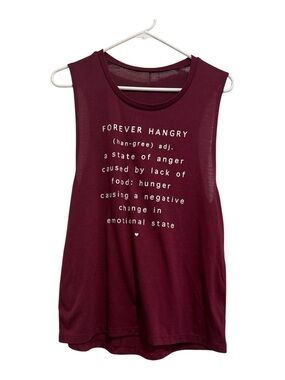 Love Fitness Forever Hangry Maroon Sleeveless Muscle Tank Top XL